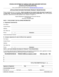 Form VDACS-07208 Application for New Pesticide Product Registration - Virginia, Page 2