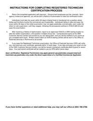 Form VDACS-07212-B Pesticide Registered Technician Request for Authorization to Take Pesticide Applicator Examination - Virginia, Page 2