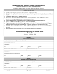 Form 801 Home Service Contract Provider Registration Application - Virginia, Page 2