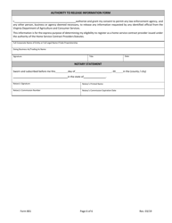 Form 801 Home Service Contract Provider Registration Application - Virginia, Page 6