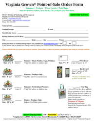 Document preview: Virginia Grown Point-Of-Sale Order Form - Virginia