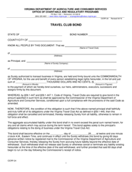 Form OCRP-24 Travel Club Bond - Virginia