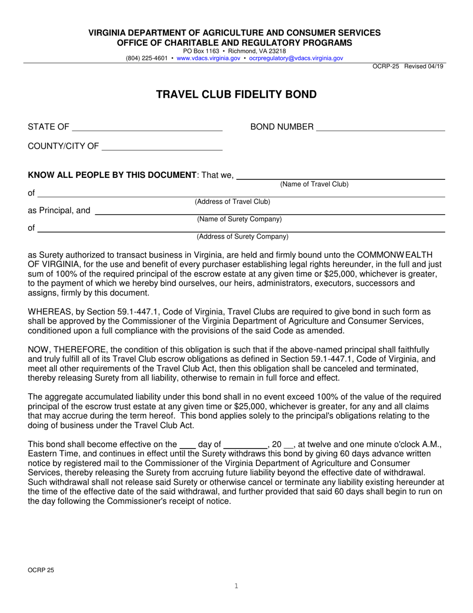 Form OCRP25 Fill Out, Sign Online and Download Fillable PDF, Virginia