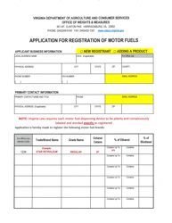 Application for Registration of Motor Fuels - Virginia