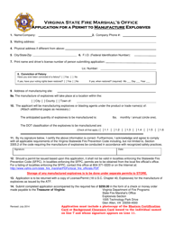 Form SFMO-3 Application for a Permit to Manufacture Explosives - Virginia, Page 2