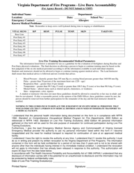 Live Burn Accountability Medical Form - Virginia, Page 2