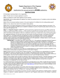 Form SFMO-5 Application for Annual Permit to Store Explosives - Virginia