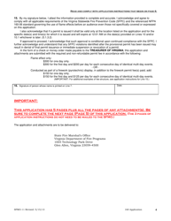 Form SFMO-11 Application for Permit to Operate Flame Effects Inside State-Owned Buildings and Outdoors on State-Owned Property Before a Proximate Audience - Virginia, Page 4