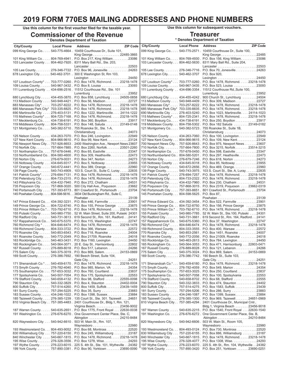 Form 770ES Virginia Estimated Payment Vouchers for Estates, Trusts and Unified Nonresidents - Virginia, Page 8