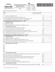 Document preview: Form 301 Enterprise Zone Credit - Corporation Tax - Virginia