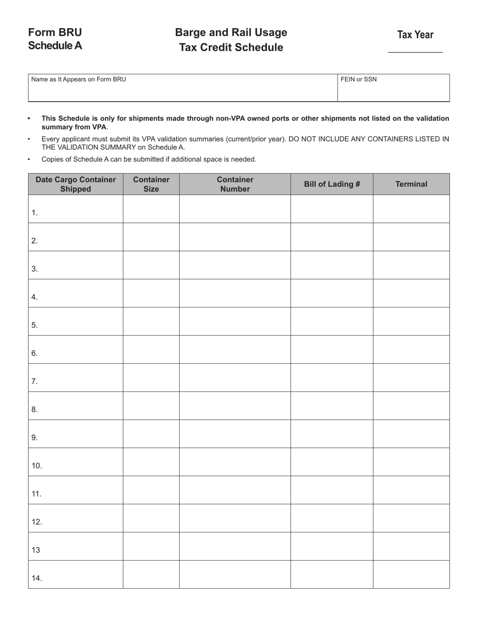 Form BRU Application for Barge and Rail Usage Tax Credit - Virginia, Page 2