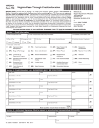 Document preview: Form PTE Virginia Pass-Through Credit Allocation - Virginia