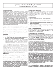 Form RMC Application for Recycling Materials Processing Equipment Tax Credit - Virginia, Page 2