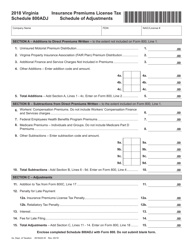 Document preview: Schedule 800ADJ Insurance Premiums License Tax Schedule of Adjustments - Virginia