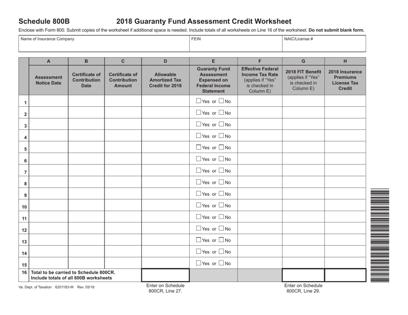 Schedule 800B 2018 Printable Pdf