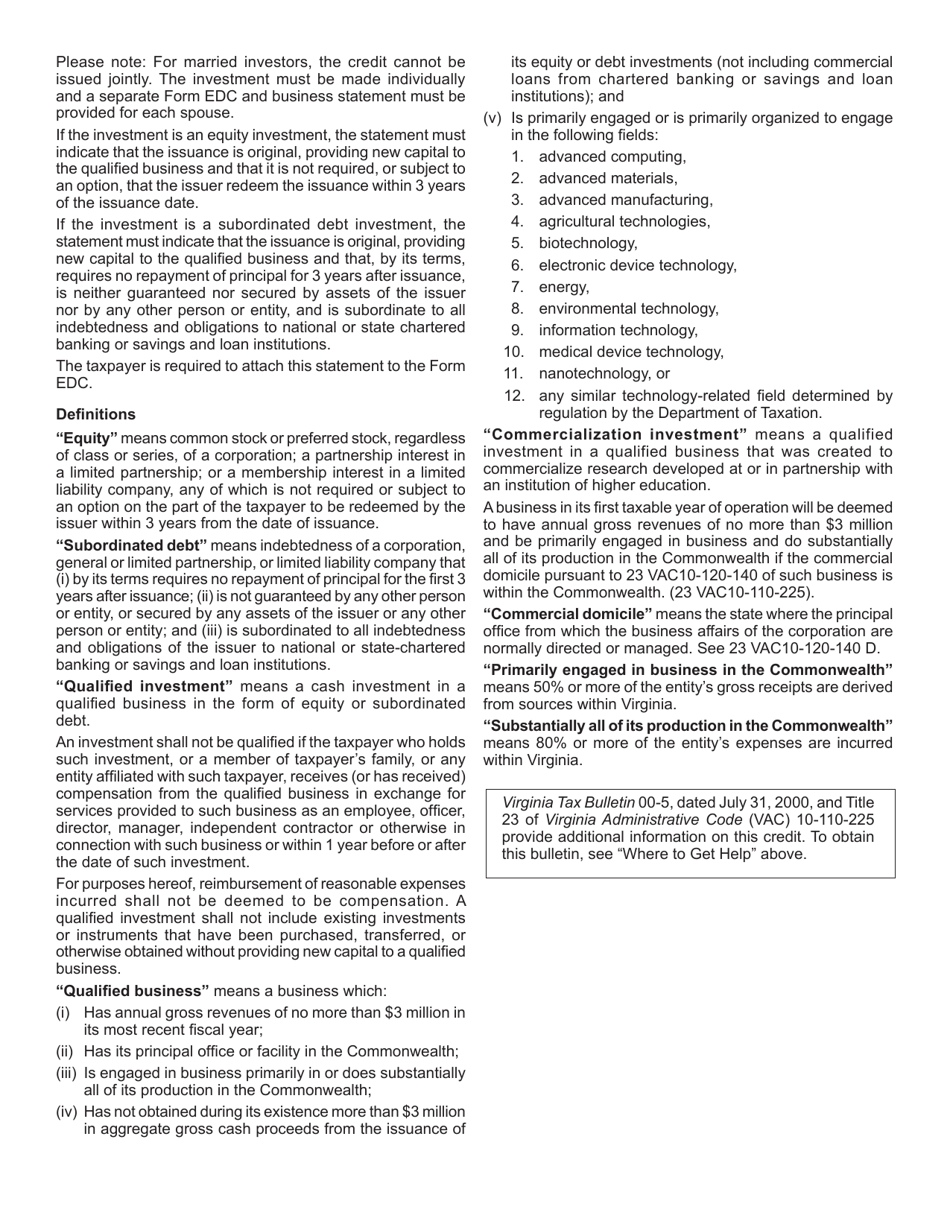Form QBA Application for Designation as a Qualified Business for the Qualified Equity and Subordinated Debt Investments Tax Credit - Virginia, Page 4