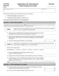 Form ITF Application for International Trade Facility Tax Credit - Virginia, Page 2
