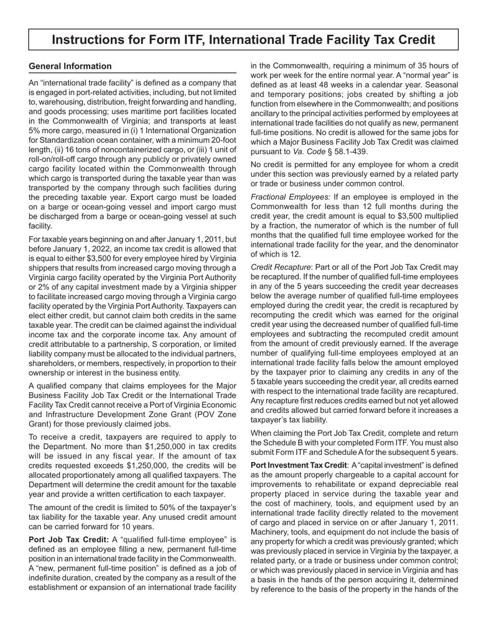 Form ITF Application for International Trade Facility Tax Credit - Virginia, Page 7