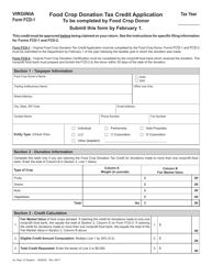 Form FCD-1 &quot;Food Crop Donation Tax Credit Application&quot; - Virginia