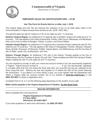 Document preview: Form ST-50 Temporary Sales Tax Certificate/Return - Virginia
