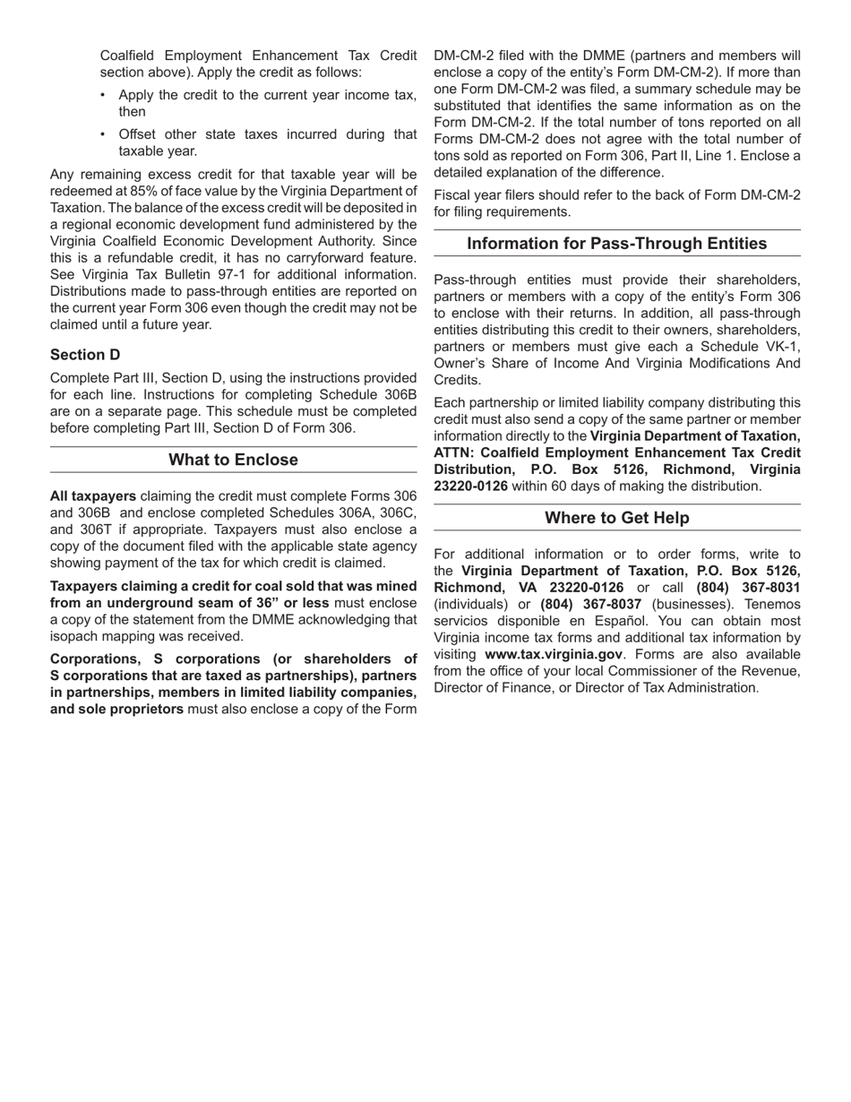 Form 306 Application for Virginia Coal-Related Tax Credits - Virginia, Page 5