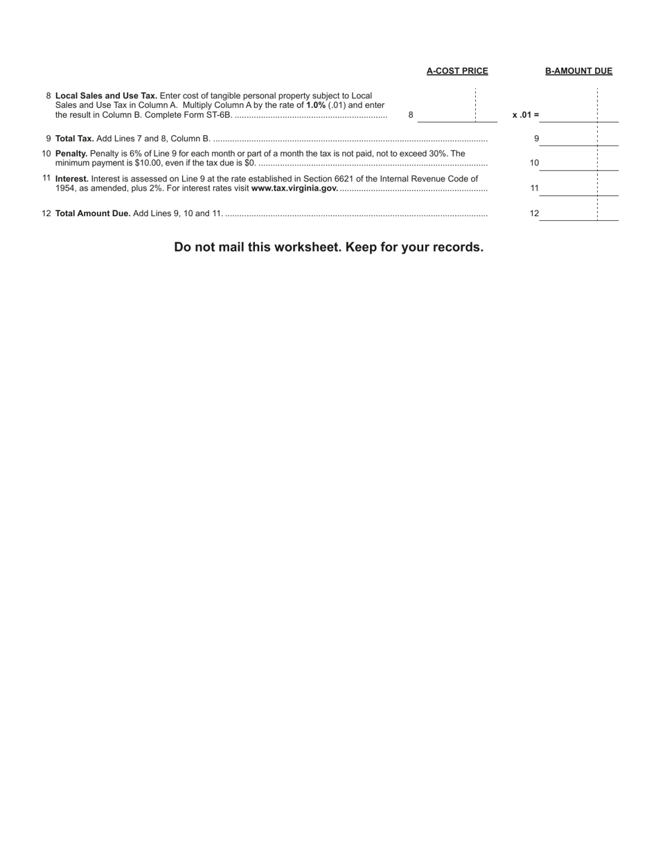 Form ST6 Fill Out, Sign Online and Download Fillable PDF, Virginia