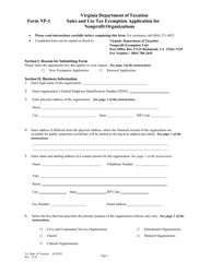 Form NP-1 Sales and Use Tax Exemption Application for Nonprofit Organizations - Virginia