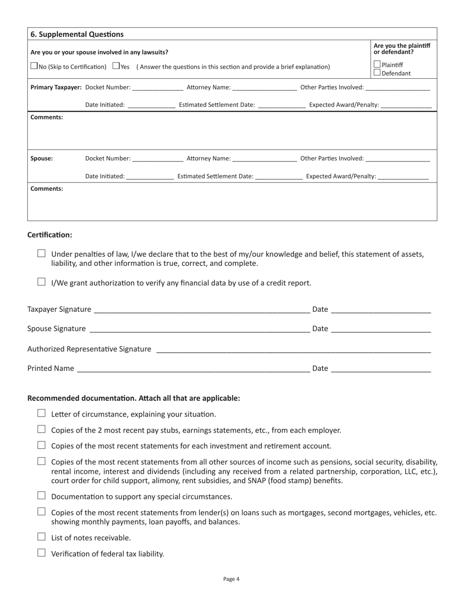 Form FIN I-1 Financial Statement for Individuals - Virginia, Page 4