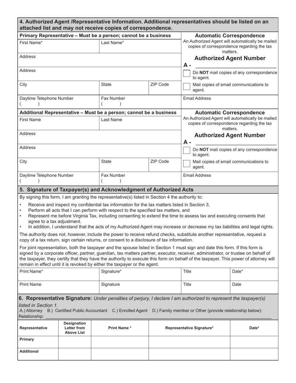 Form PAR101 Power of Attorney and Declaration of Representative - Virginia, Page 2