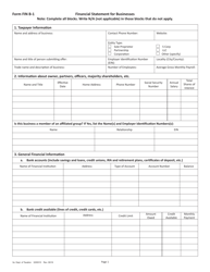 Form FIN B-1 &quot;Financial Statement for Businesses&quot; - Virginia