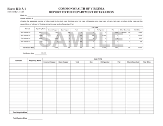 Document preview: Form RR3-1 Private Carline Mileage Return - Virginia