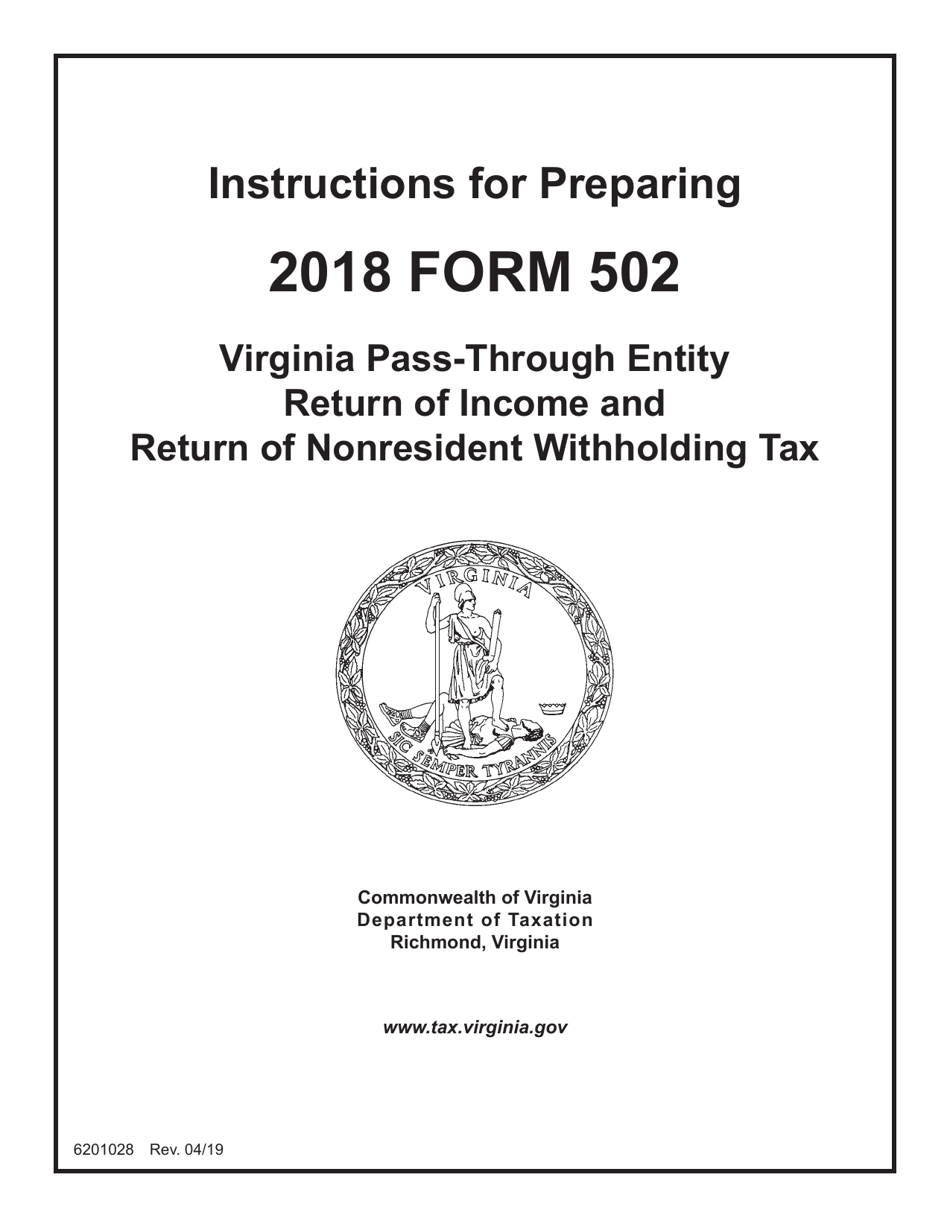 Instructions for Form 502 Virginia Pass-Through Entity Return of Income and Return of Nonresident Withholding Tax - Virginia, Page 1