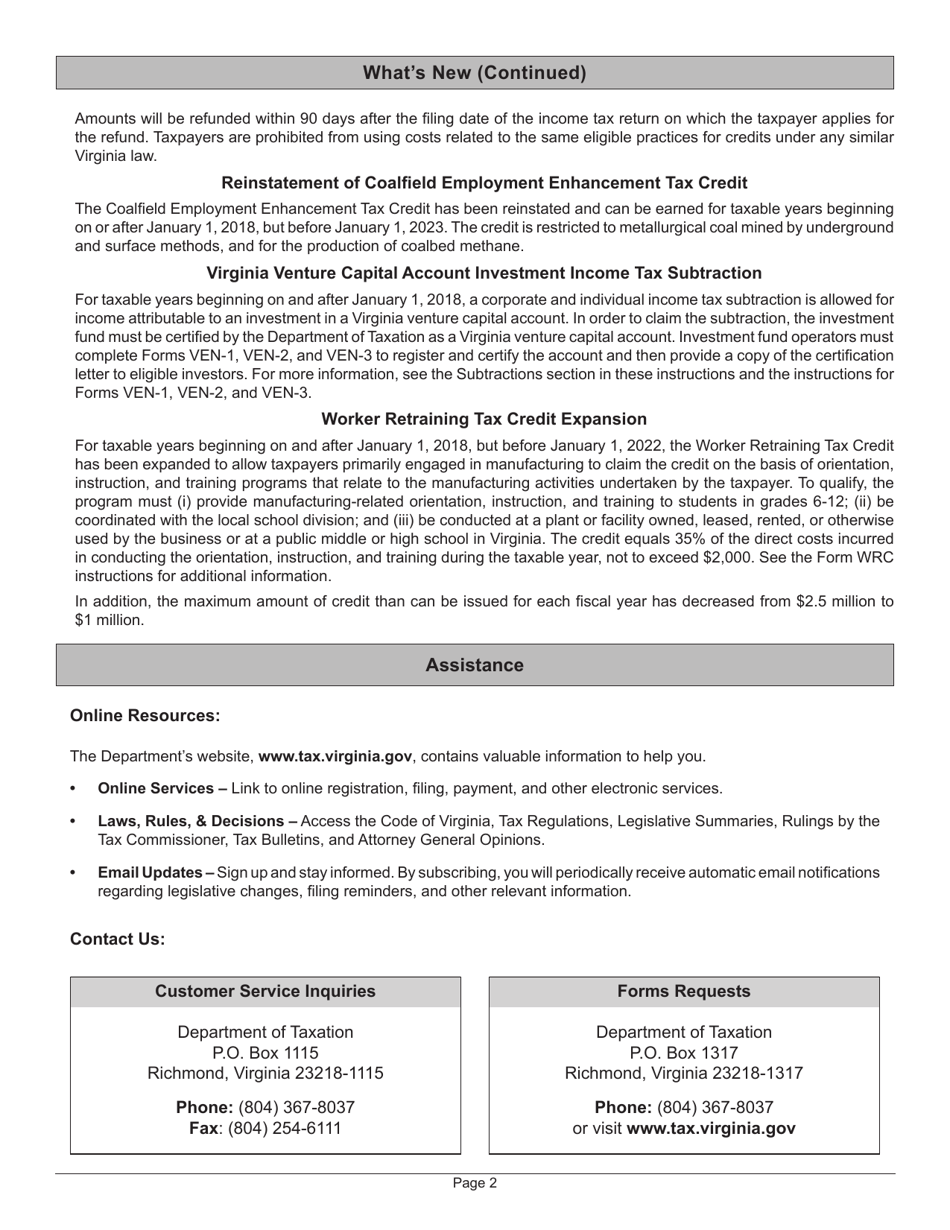 Instructions for Form 502 Virginia Pass-Through Entity Return of Income and Return of Nonresident Withholding Tax - Virginia, Page 4