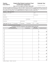Document preview: Form REIT-2 Virginia Real Estate Investment Trust Confirmation Application - Virginia