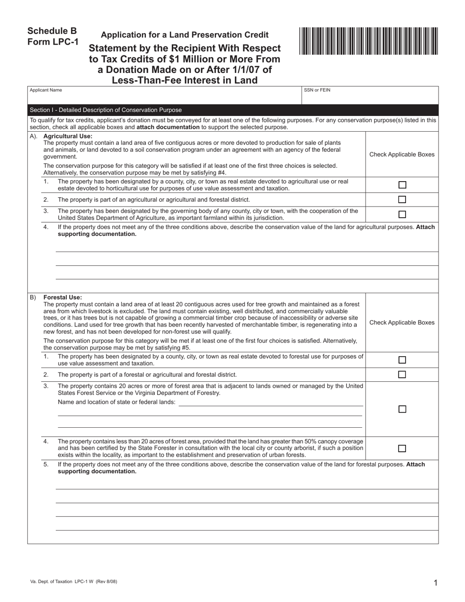 Form LPC-1 Schedule B - Fill Out, Sign Online And Download Fillable PDF ...