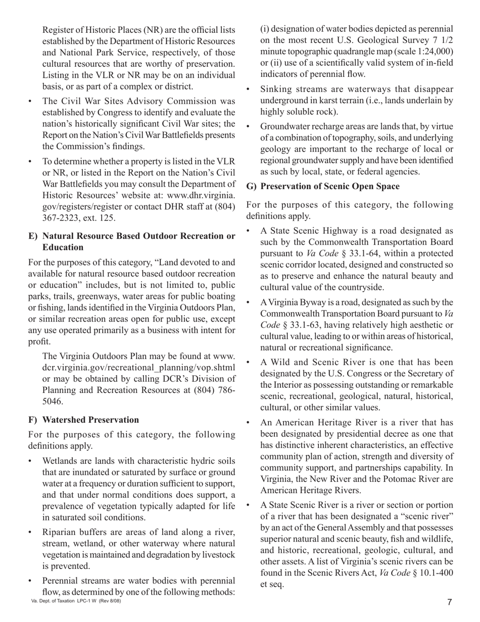 Form LPC-1 Schedule B Statement by the Recipient With Respect to Tax Credits of $1 Million or More From a Donation Made on or After 1 / 1 / 07 of Less-Than-Fee Interest in Land - Virginia, Page 7