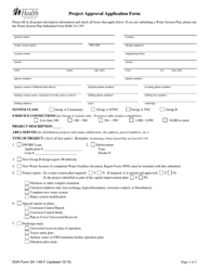 DOH Form 331-149 Project Approval Application Form - Washington