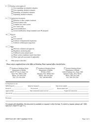 DOH Form 331-149 Project Approval Application Form - Washington, Page 2