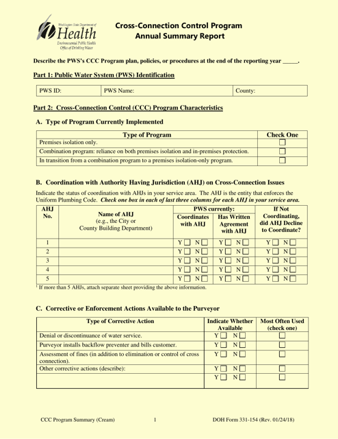 DOH Form 331-154  Printable Pdf