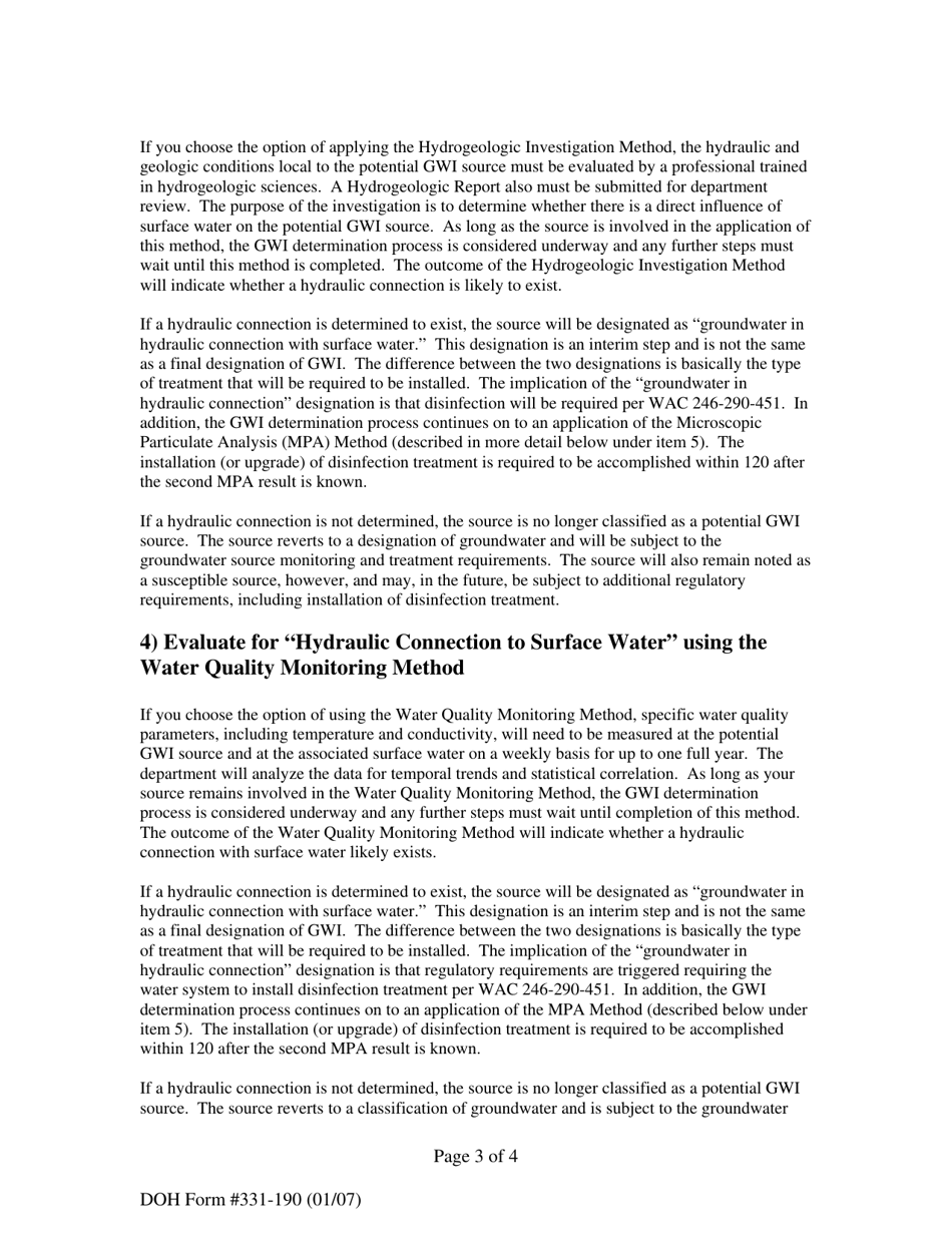 DOH Form 331-190 Gwi Determination Process Purveyors Choice Form - Washington, Page 3