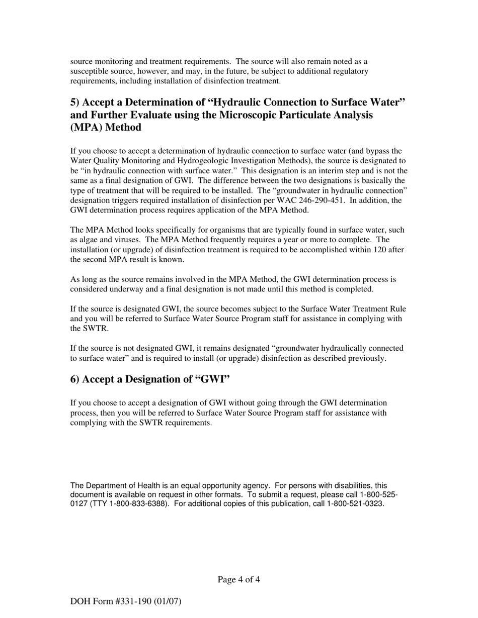 DOH Form 331-190 Gwi Determination Process Purveyors Choice Form - Washington, Page 4