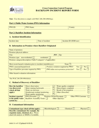 Document preview: DOH Form 331-457 Cross-connection Control Program Backflow Incident Report Form - Washington