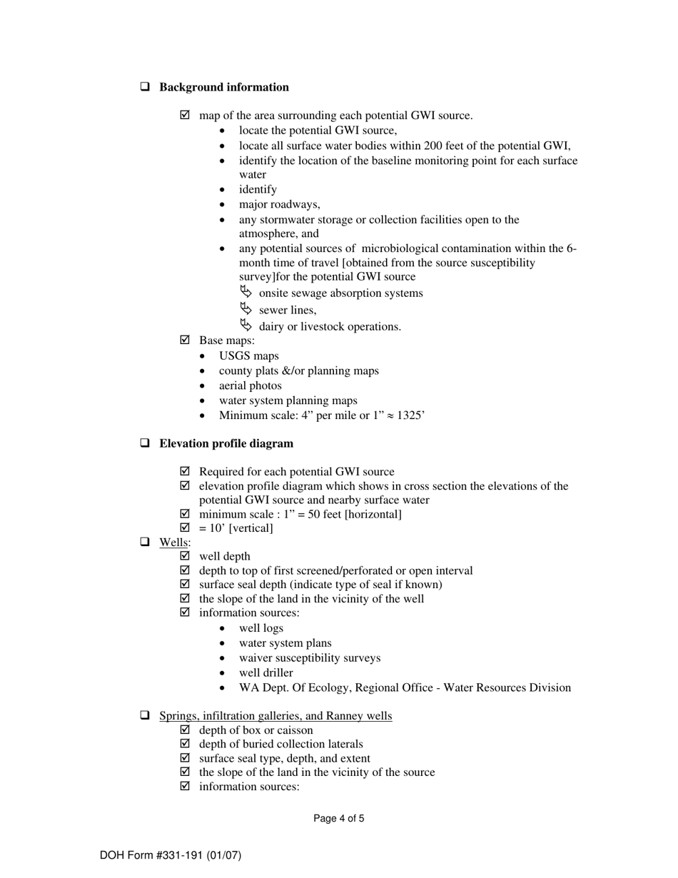 DOH Form 331-191 Gwi Water Quality Monitoring Interview Documentation Form - Washington, Page 4