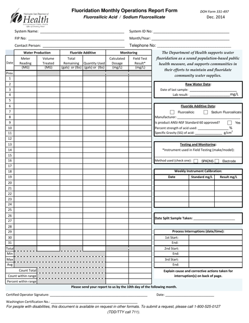 DOH Form 331-497  Printable Pdf