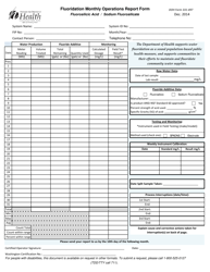 DOH Form 331-497 Fluoridation Monthly Operations Report Form - Washington