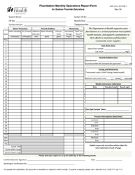 Document preview: DOH Form 331-496 Fluoridation Monthly Operations Report Form for Sodium Fluoride Saturators - Washington