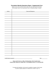 DOH Form 331-496 Fluoridation Monthly Operations Report Form for Sodium Fluoride Saturators - Washington, Page 2