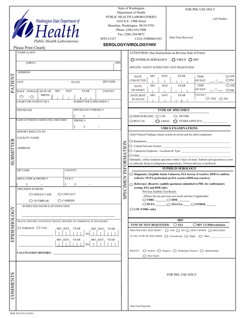 DOH Form 302-017  Printable Pdf