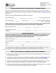 Document preview: DOH Form 422-110 Contact Preference Form for Birth Parents of Adopted Children - Washington