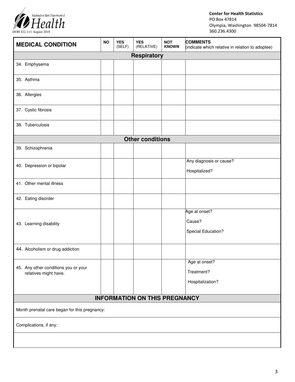 DOH Form 422-111 - Fill Out, Sign Online and Download Printable PDF ...